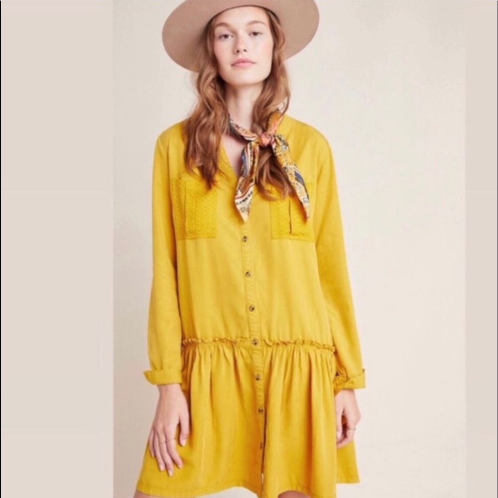 Maeve by Anthropologie Marlie mustard color Tunic Dress size 8